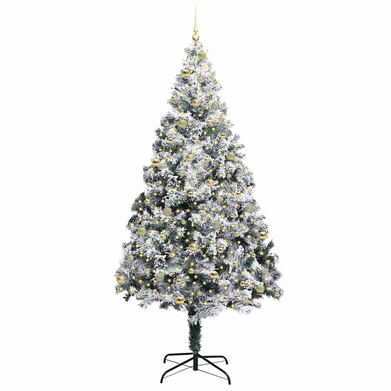 vidaXL Mű karácsonyfa 300 LED-del Zöld 240 cm PVC és Acél és Műanyag