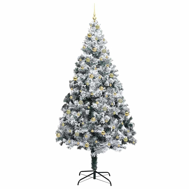 vidaXL Mű karácsonyfa 300 LED-del Zöld 240 cm PVC és Acél és Műanyag