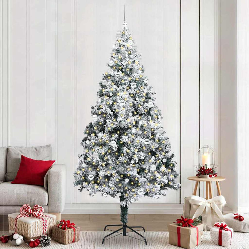 vidaXL Mű karácsonyfa 300 LED-del Zöld 240 cm PVC és Acél és Műanyag