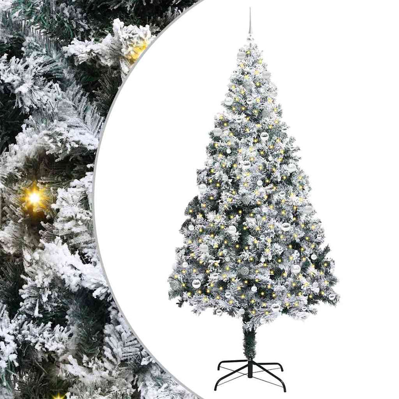 vidaXL Mű karácsonyfa 300 LED-del Zöld 240 cm PVC és Acél és Műanyag