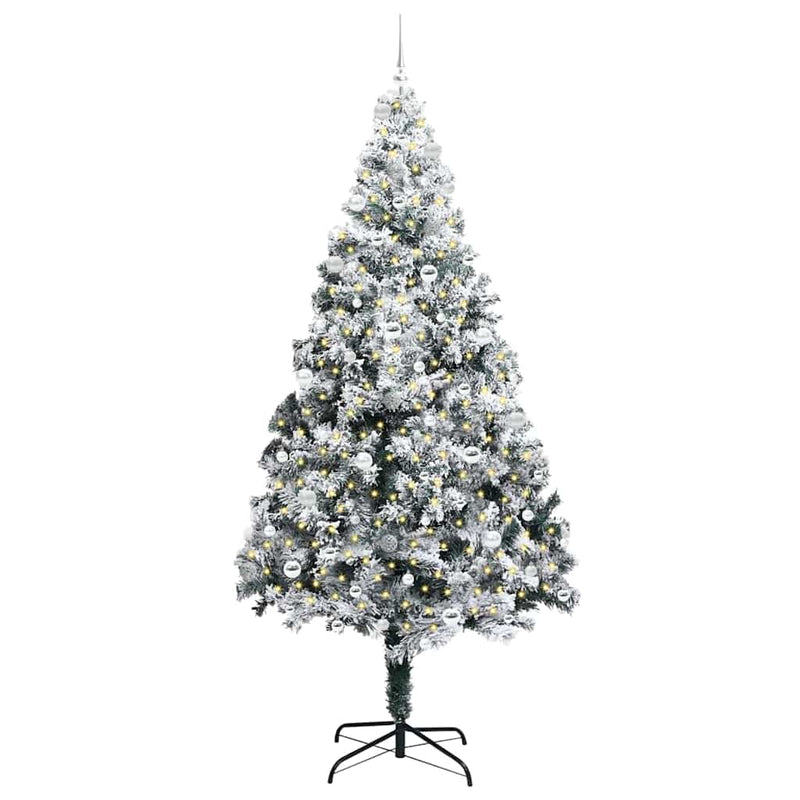 vidaXL Mű karácsonyfa 300 LED-del Zöld 240 cm PVC és Acél és Műanyag
