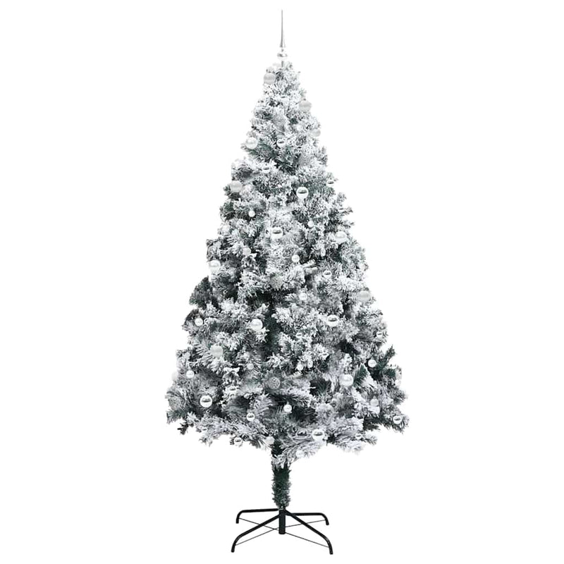 vidaXL Mű karácsonyfa 300 LED-del Zöld 240 cm PVC és Acél és Műanyag