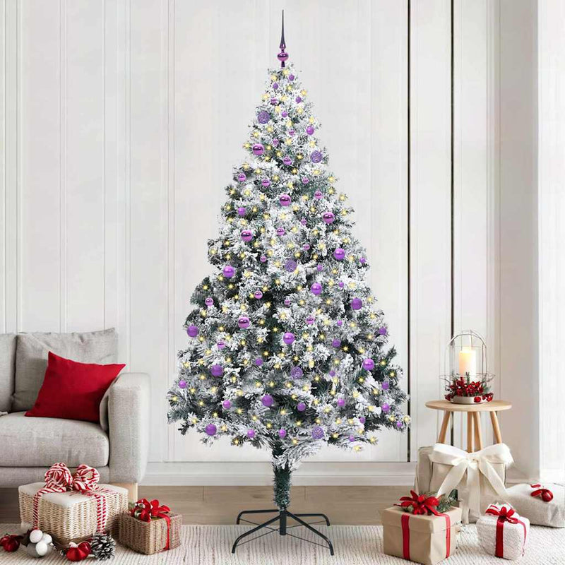 vidaXL Mű karácsonyfa 300 LED-del Zöld 240 cm PVC és Acél és Műanyag