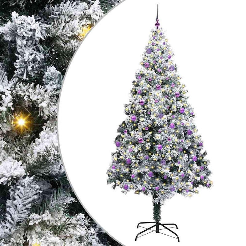 vidaXL Mű karácsonyfa 300 LED-del Zöld 240 cm PVC és Acél és Műanyag