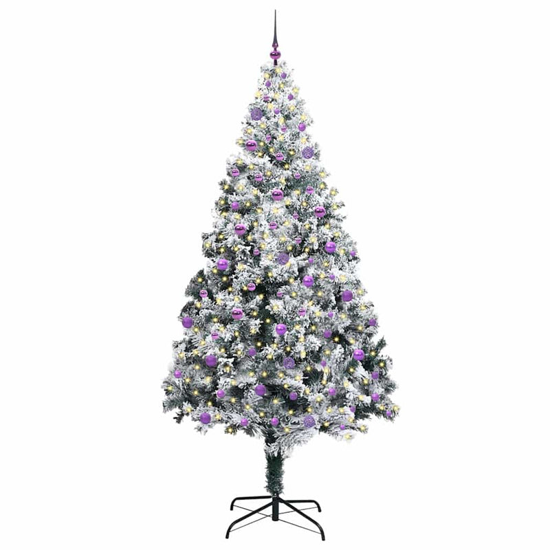 vidaXL Mű karácsonyfa 300 LED-del Zöld 240 cm PVC és Acél és Műanyag