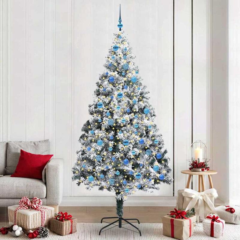 vidaXL Mű karácsonyfa 300 LED-del Zöld 240 cm PVC és Acél és Műanyag