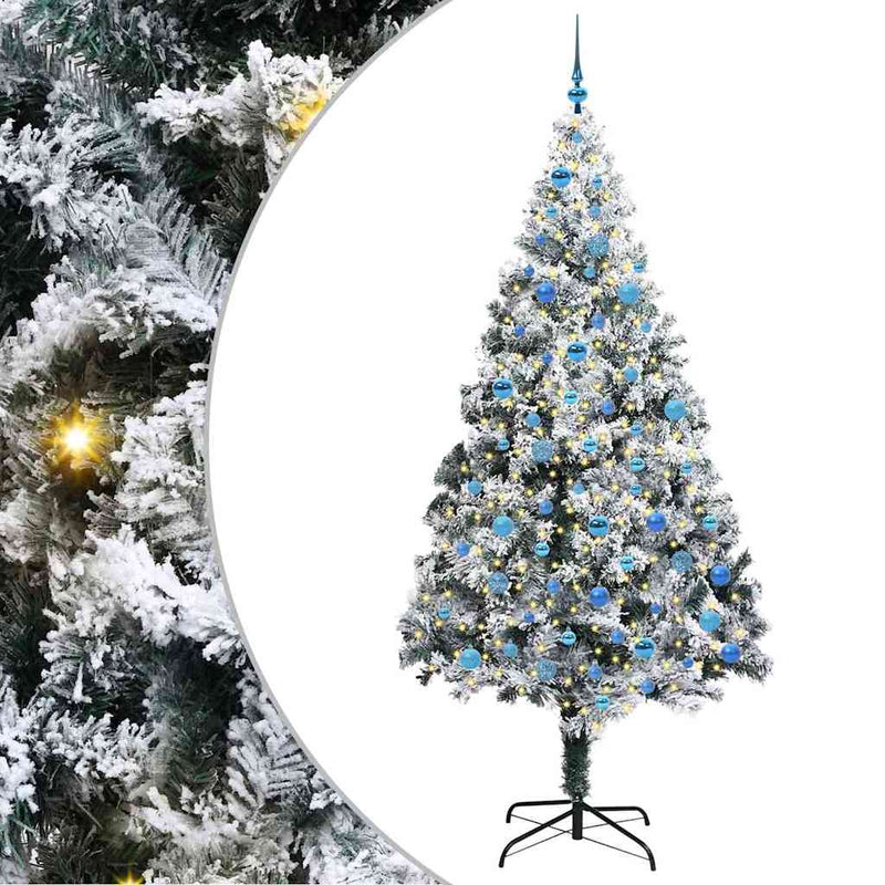 vidaXL Mű karácsonyfa 300 LED-del Zöld 240 cm PVC és Acél és Műanyag