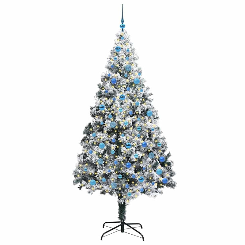vidaXL Mű karácsonyfa 300 LED-del Zöld 240 cm PVC és Acél és Műanyag