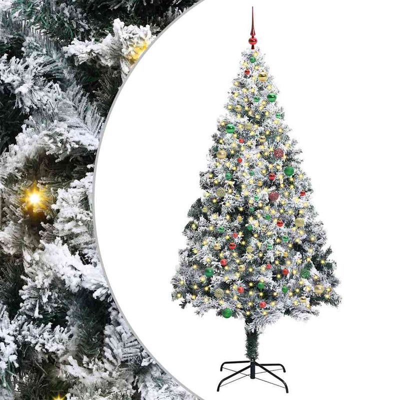 vidaXL Mű karácsonyfa 300 LED-del Zöld 240 cm PVC és Acél és Műanyag