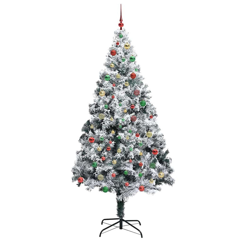 vidaXL Mű karácsonyfa 300 LED-del Zöld 240 cm PVC és Acél és Műanyag