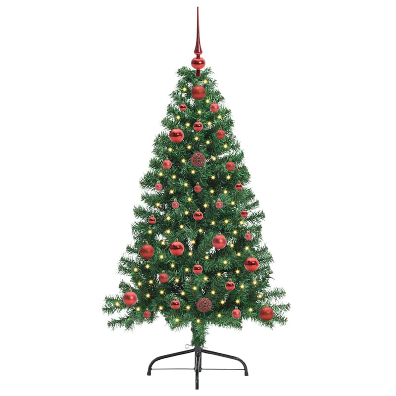 vidaXL Mesterséges, előre világított karácsonyi fa Zöld 120 cm PVC