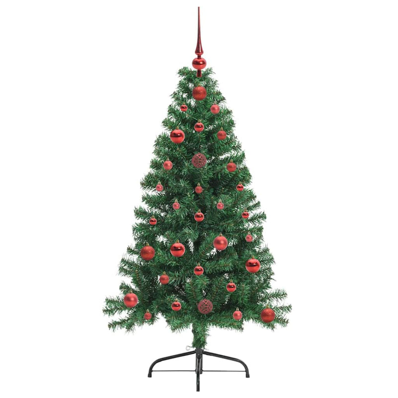 vidaXL Mesterséges, előre világított karácsonyi fa Zöld 120 cm PVC