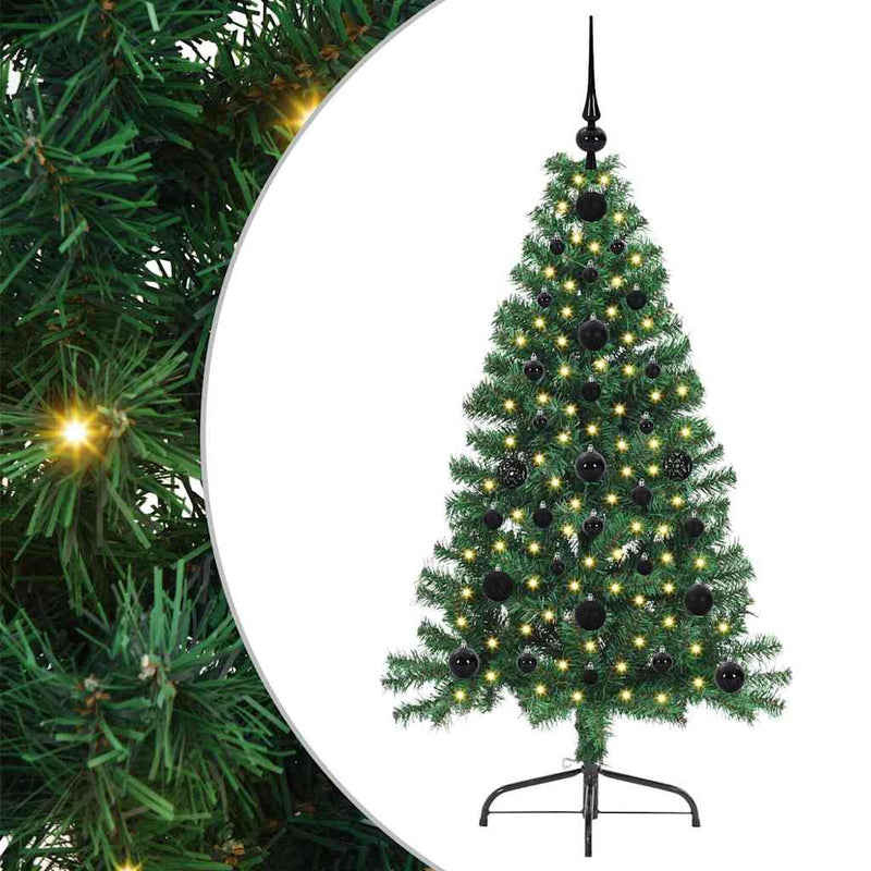 vidaXL Mesterséges, előre világított karácsonyi fa Zöld 120 cm PVC