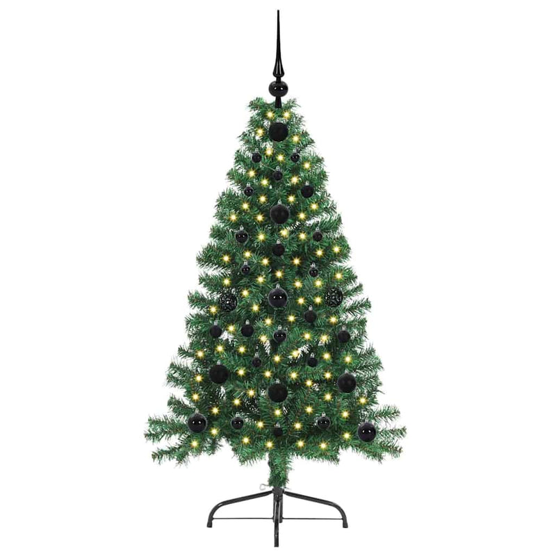 vidaXL Mesterséges, előre világított karácsonyi fa Zöld 120 cm PVC