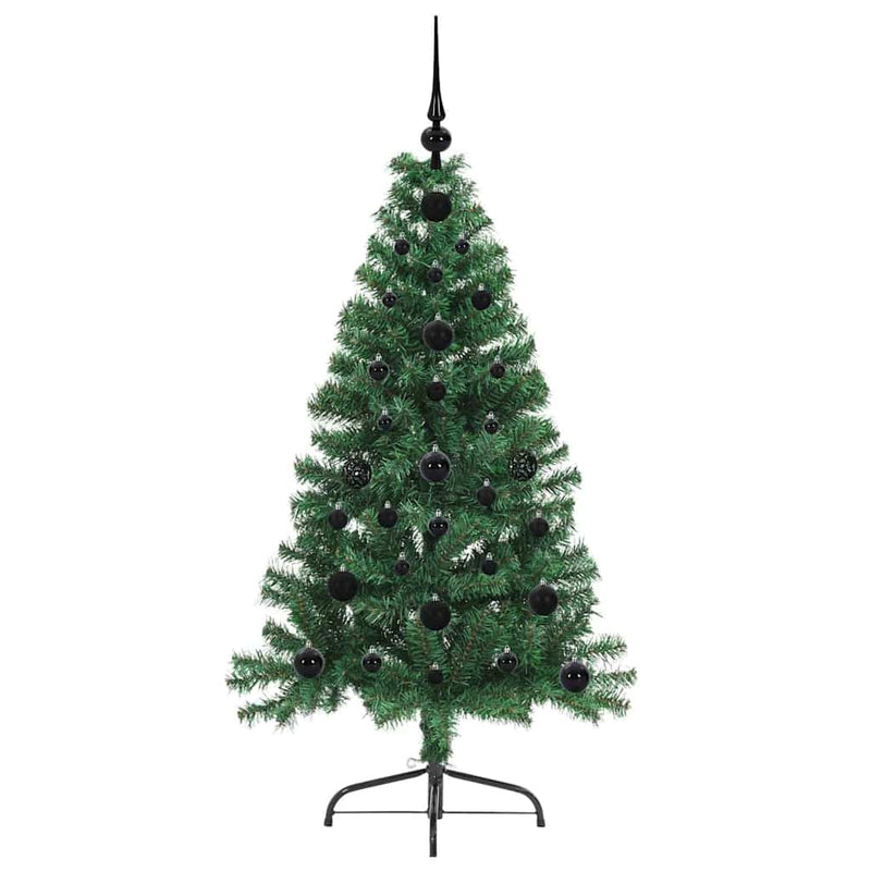 vidaXL Mesterséges, előre világított karácsonyi fa Zöld 120 cm PVC