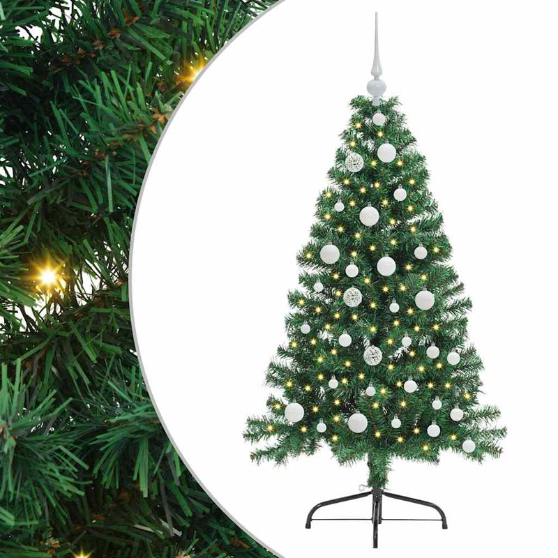 vidaXL Mesterséges, előre világított karácsonyi fa Zöld 120 cm PVC
