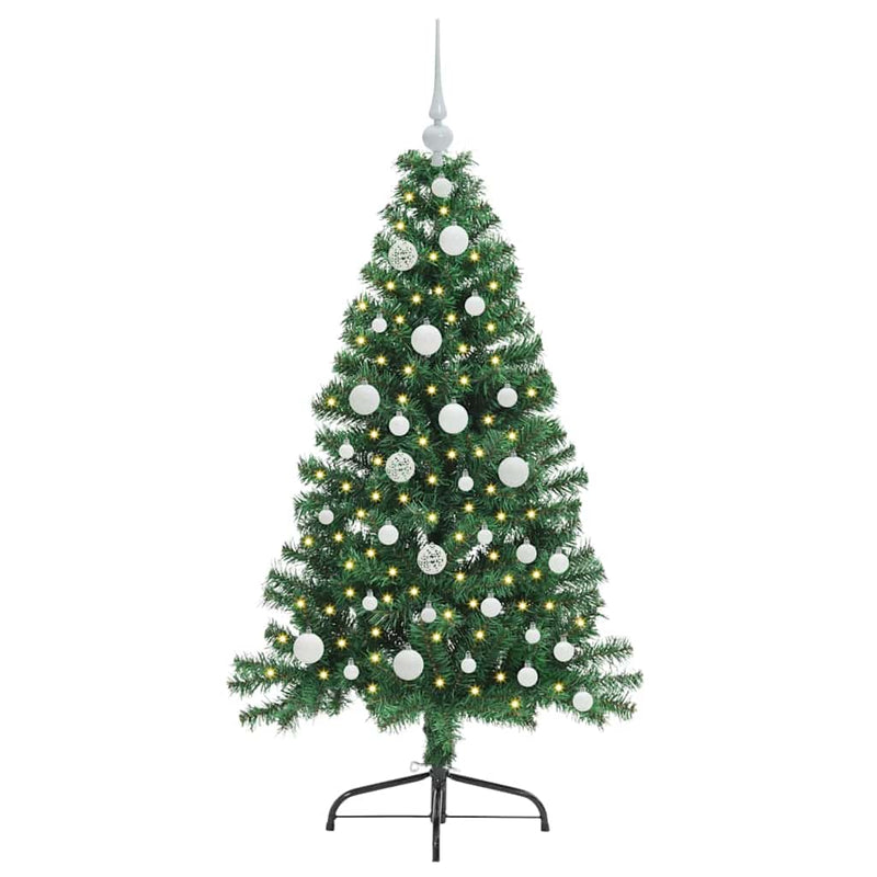vidaXL Mesterséges, előre világított karácsonyi fa Zöld 120 cm PVC