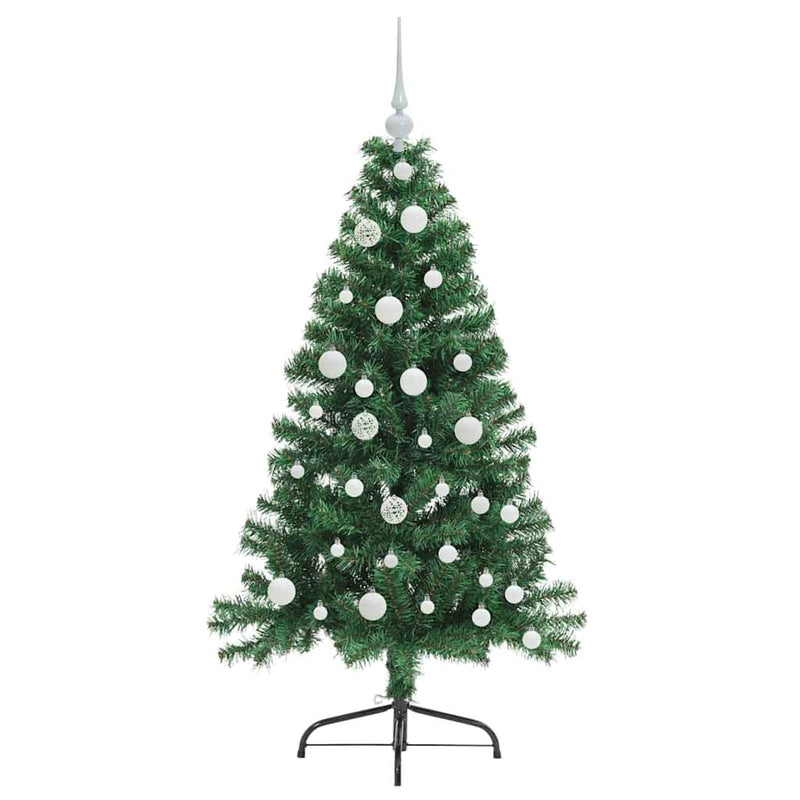 vidaXL Mesterséges, előre világított karácsonyi fa Zöld 120 cm PVC