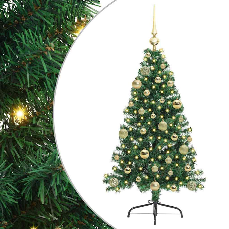 vidaXL Mesterséges, előre világított karácsonyi fa Zöld 120 cm PVC