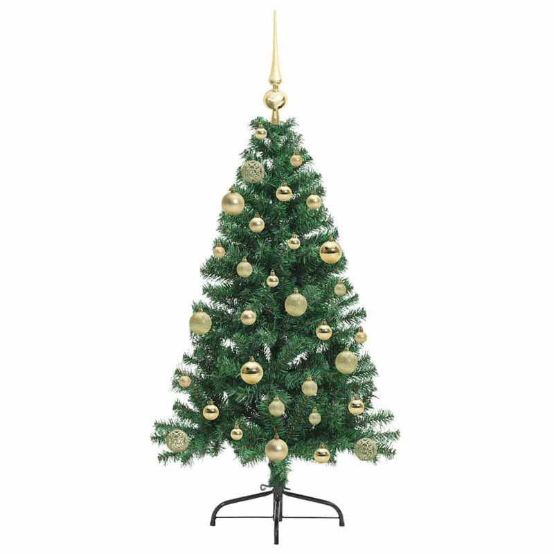 vidaXL Mesterséges, előre világított karácsonyi fa Zöld 120 cm PVC