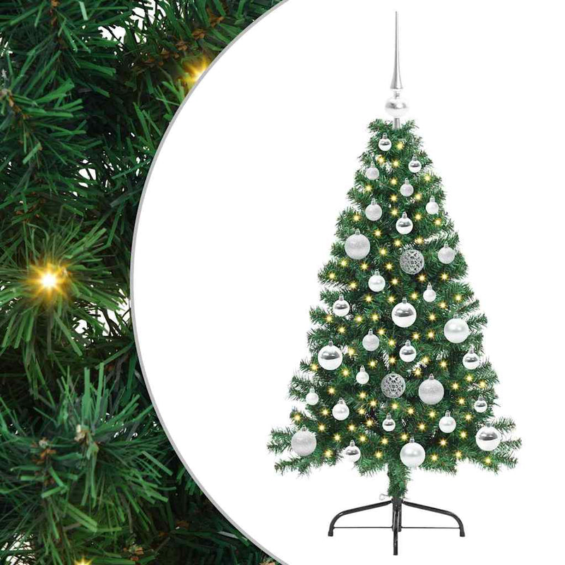 vidaXL Mesterséges, előre világított karácsonyi fa Zöld 120 cm PVC