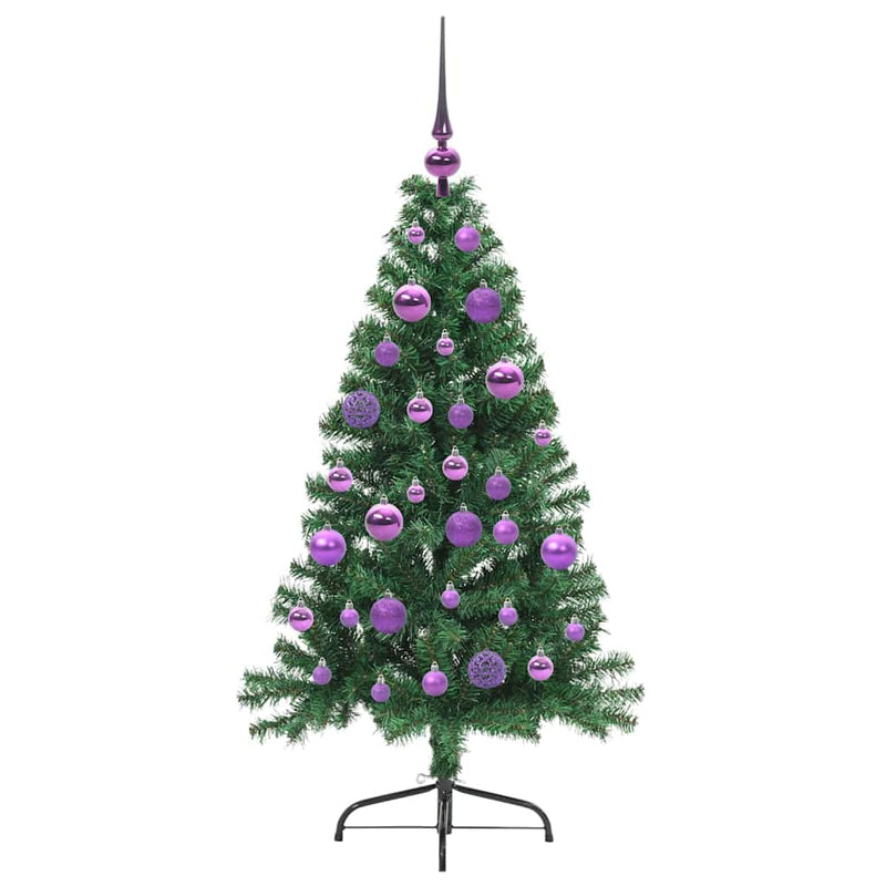 vidaXL Műfenyő Elővilágított Karácsonyfa Zöld 120 cm PVC