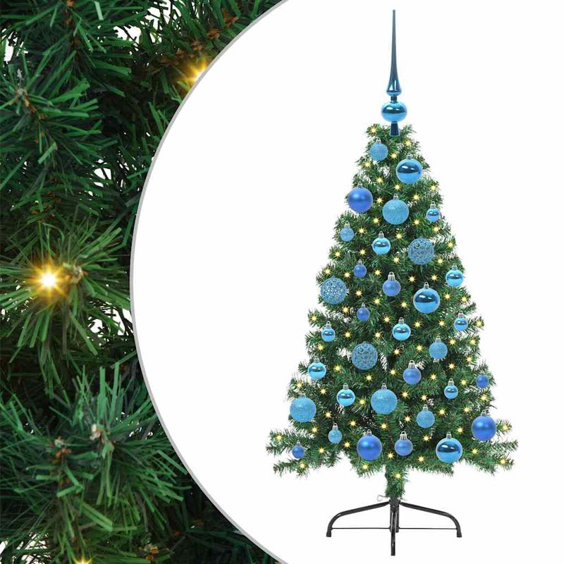 vidaXL Mesterséges, előre világított karácsonyi fa Zöld 120 cm PVC