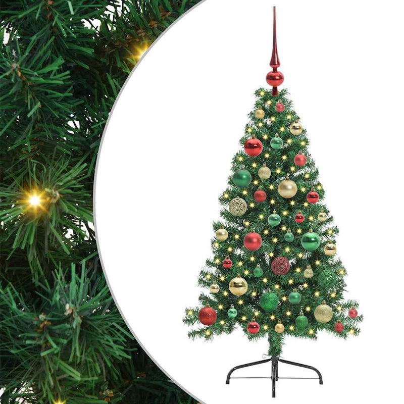 vidaXL Mesterséges, előre világított karácsonyi fa Zöld 120 cm PVC