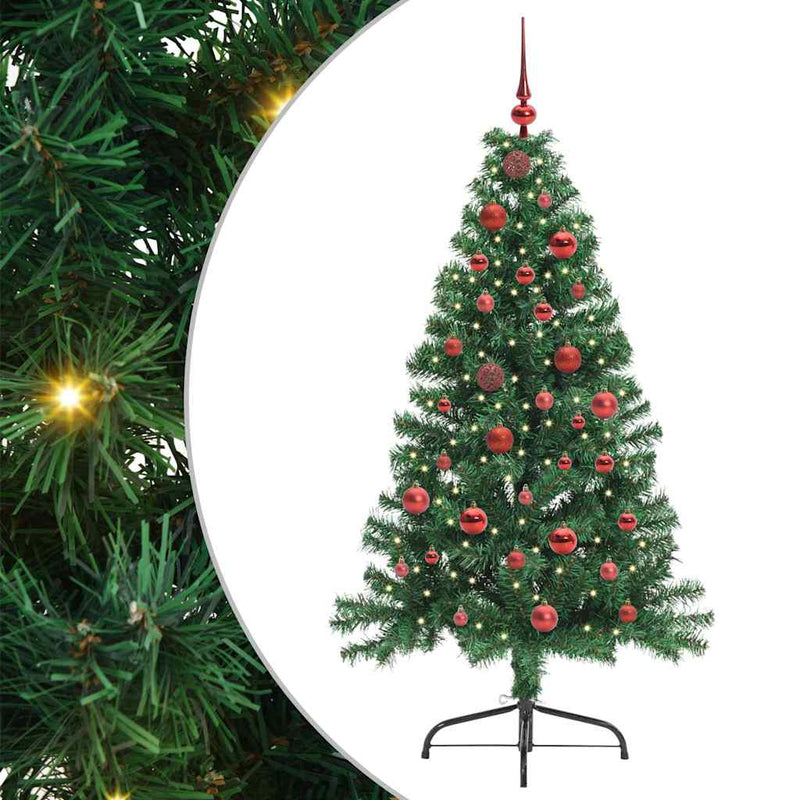 vidaXL Mesterséges, előre világított karácsonyi fa Zöld 150 cm PVC