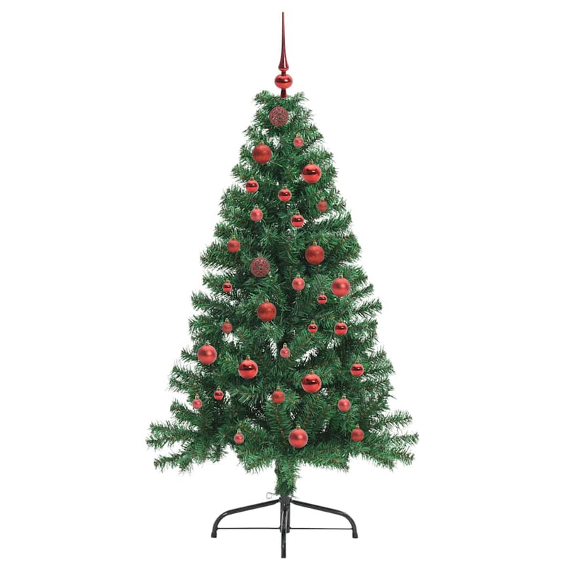 vidaXL Mesterséges, előre világított karácsonyi fa Zöld 150 cm PVC