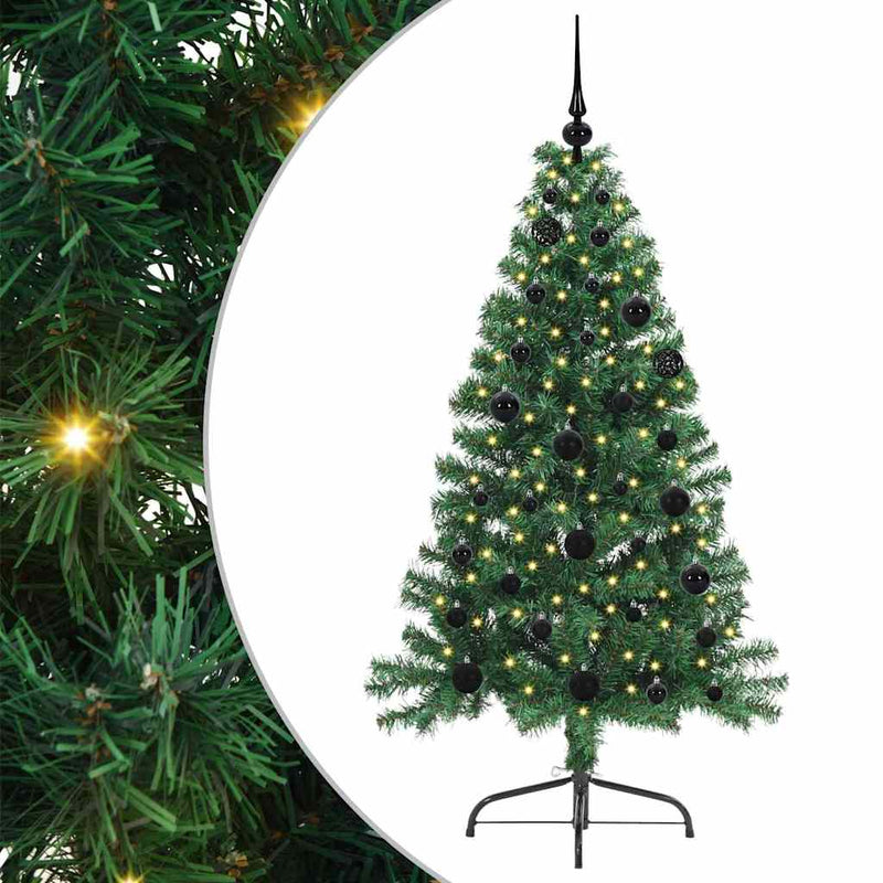 vidaXL Mesterséges, előre világított karácsonyi fa Zöld 150 cm PVC