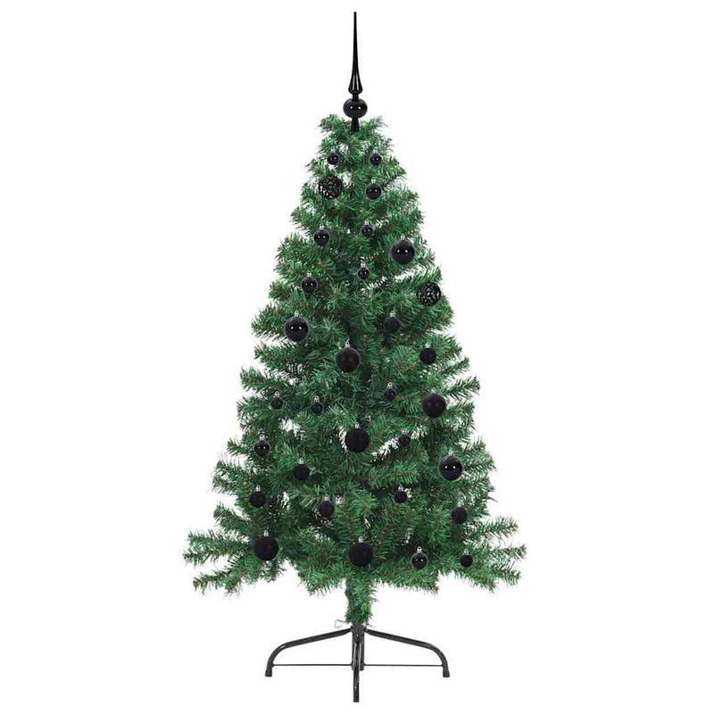 vidaXL Mesterséges, előre világított karácsonyi fa Zöld 150 cm PVC