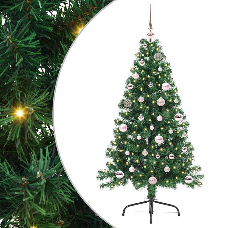 vidaXL Mesterséges, előre világított karácsonyi fa Zöld 150 cm PVC