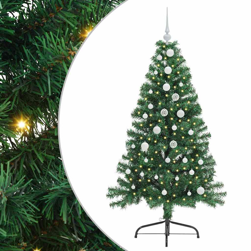 vidaXL Mesterséges, előre világított karácsonyi fa Zöld 150 cm PVC