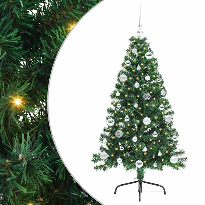 vidaXL Mesterséges, előre világított karácsonyi fa Zöld 150 cm PVC