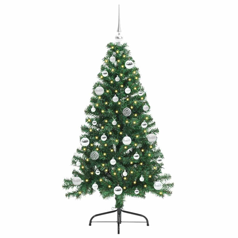 vidaXL Mesterséges, előre világított karácsonyi fa Zöld 150 cm PVC
