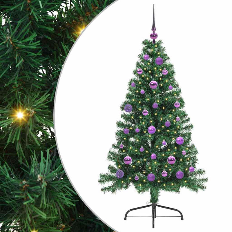 vidaXL Mesterséges, előre világított karácsonyi fa Zöld 150 cm PVC