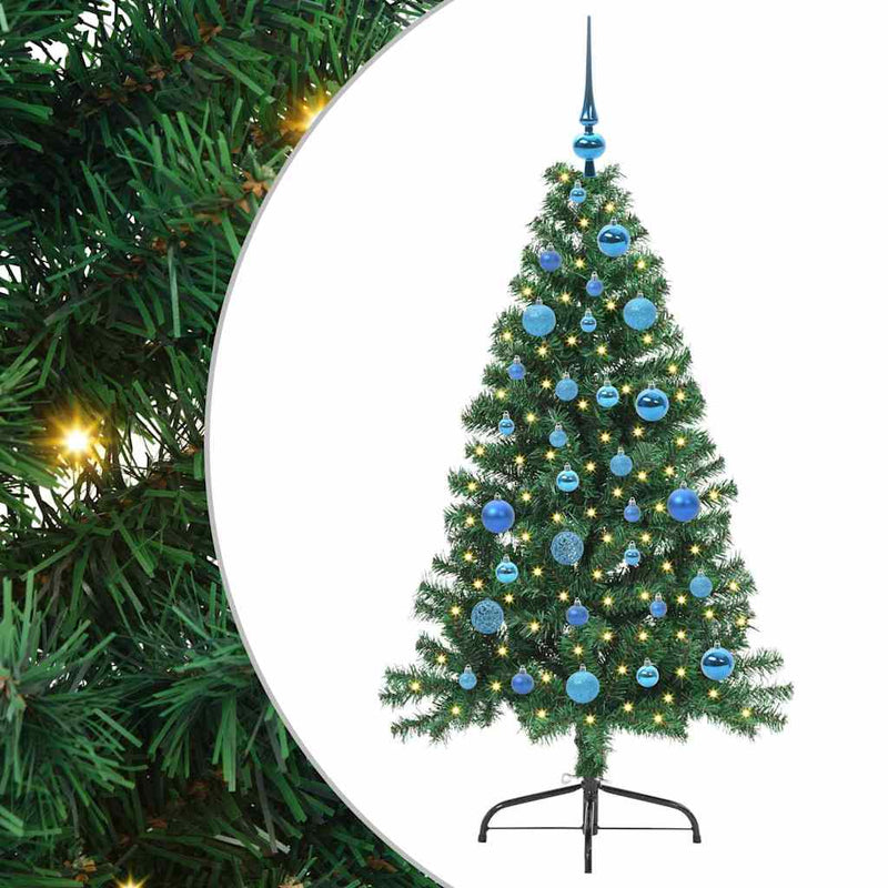 vidaXL Mesterséges, előre világított karácsonyi fa Zöld 150 cm PVC