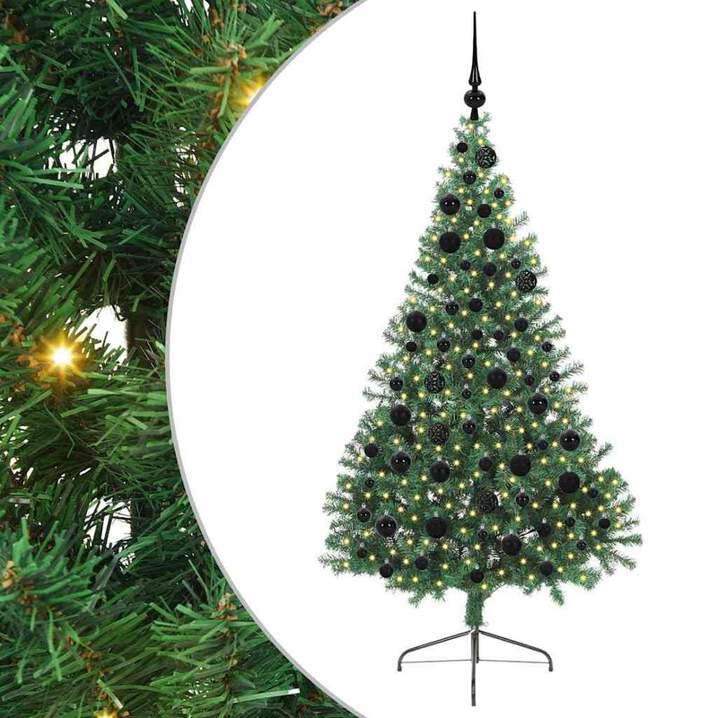 vidaXL Mesterséges, előre világított karácsonyi fa Zöld 180 cm PVC