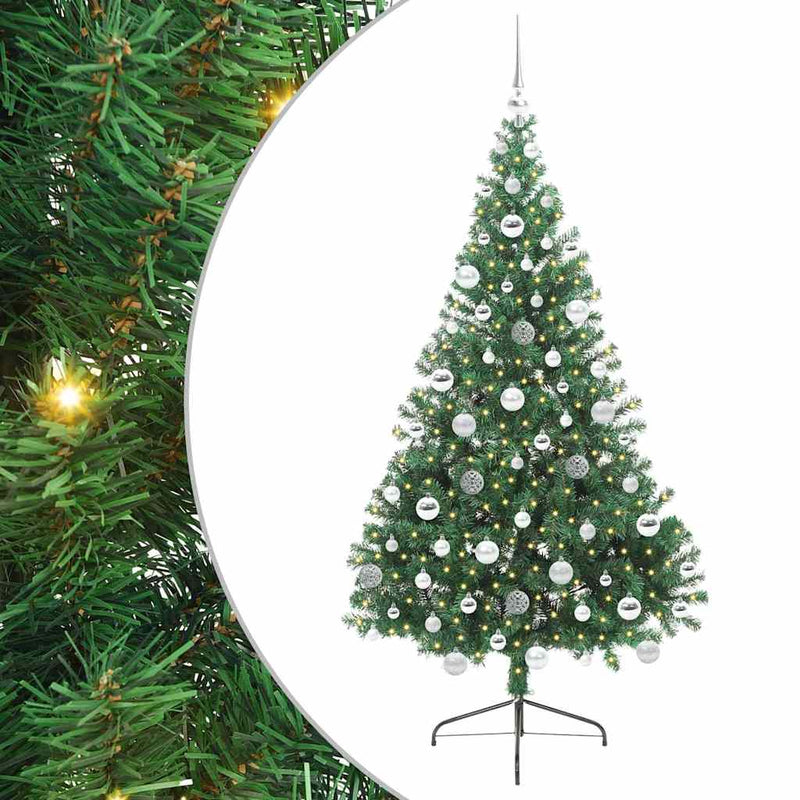 vidaXL Mesterséges, előre világított karácsonyi fa Zöld 180 cm PVC