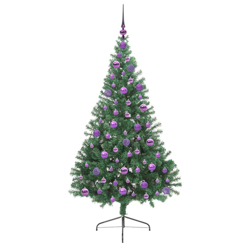 vidaXL Mesterséges, előre világított karácsonyi fa Zöld 180 cm PVC