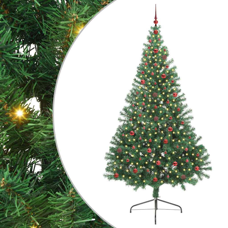 vidaXL Mesterséges, előre világított karácsonyi fa Zöld 240 cm PVC