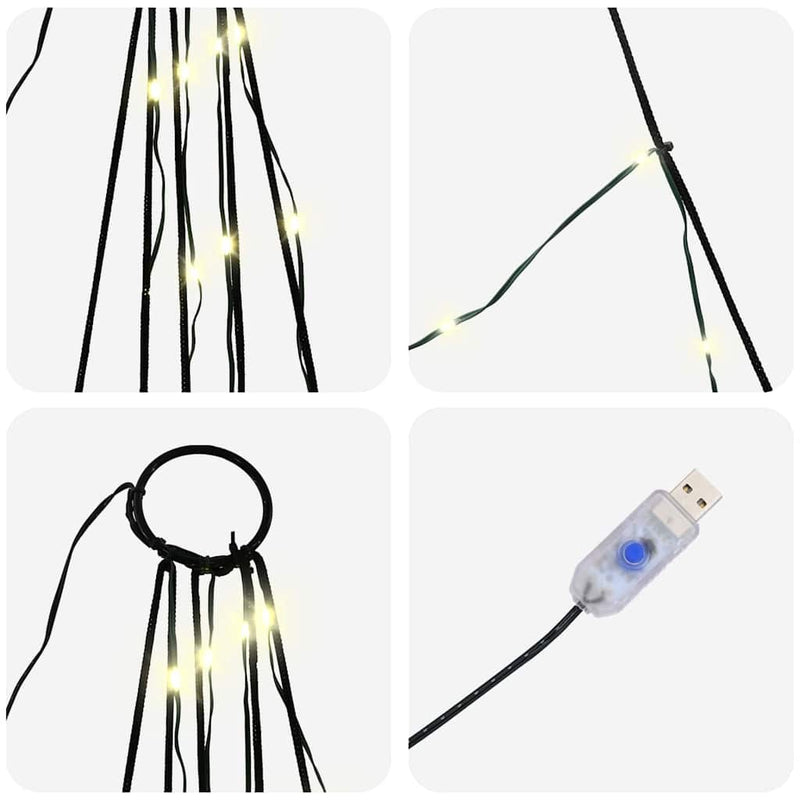 vidaXL LED Karácsonyfák talajráccsal Meleg fehér 182 cm Fém