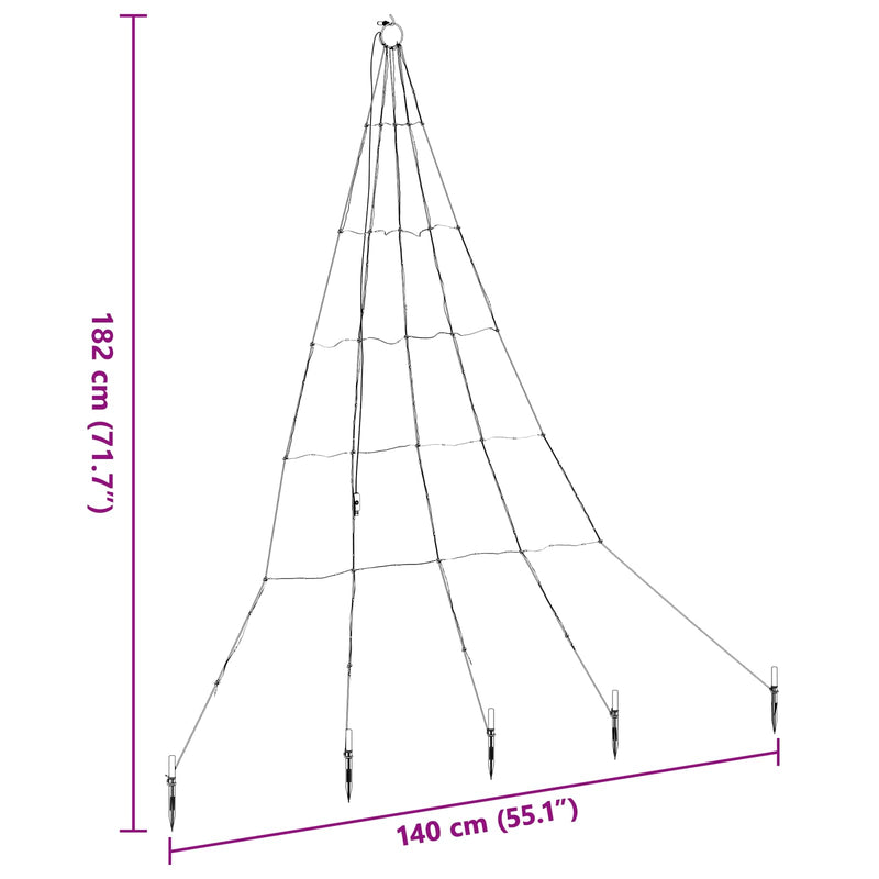 vidaXL LED Karácsonyfák talajráccsal Meleg fehér 182 cm Fém
