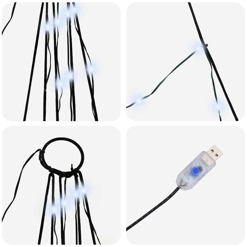 vidaXL LED Karácsonyfák talajráccsal Hideg fehér 180 cm Fém