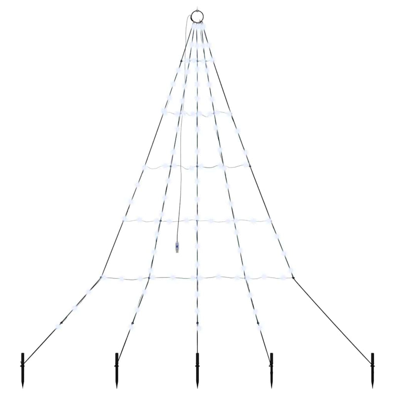 vidaXL LED Karácsonyfák talajráccsal Hideg fehér 180 cm Fém