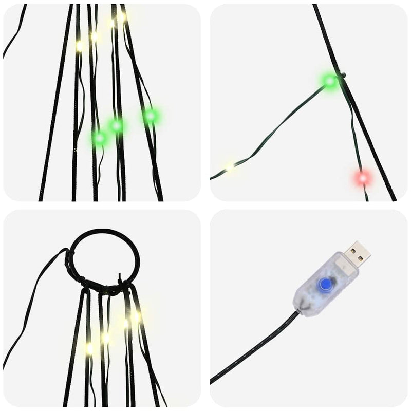 vidaXL LED Karácsonyfák talajráccsal 112 LED-del Sokszínű 182 cm Fém