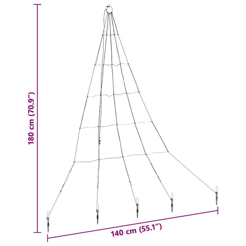 vidaXL LED Karácsonyfák talajráccsal 112 LED-del Sokszínű 180 cm Fém