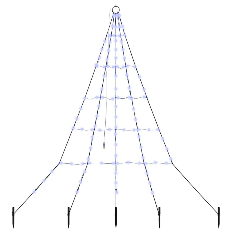 vidaXL LED Karácsonyfák talajráccsal 112 LED-del Kék 182 cm Fém