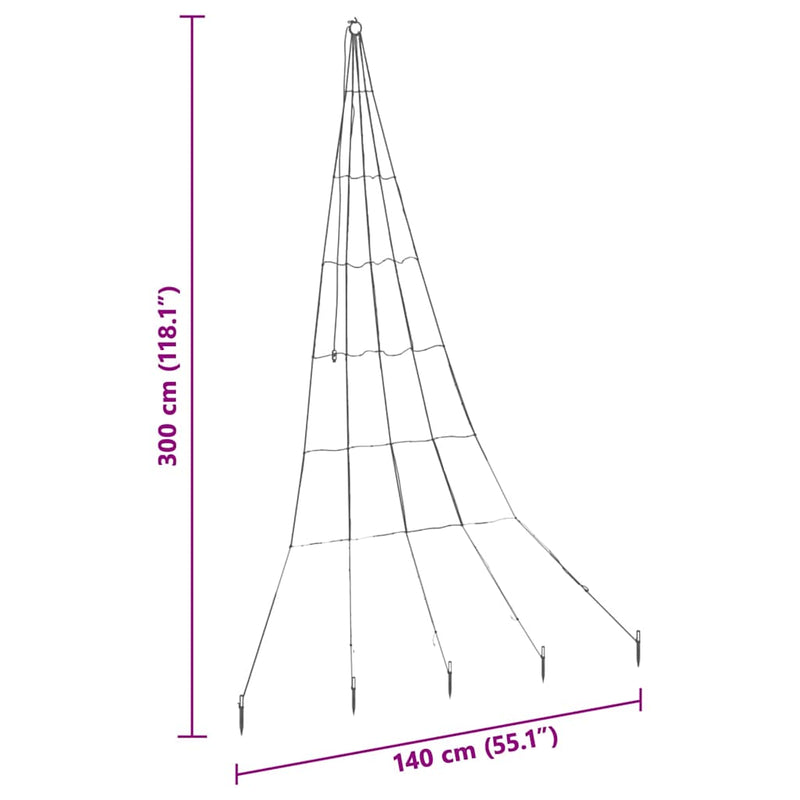 vidaXL LED Karácsonyfák talajráccsal Meleg fehér 300 cm Fém